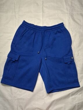 Men's Deep Blue Cargo Sweatshorts with Drawstring Waist